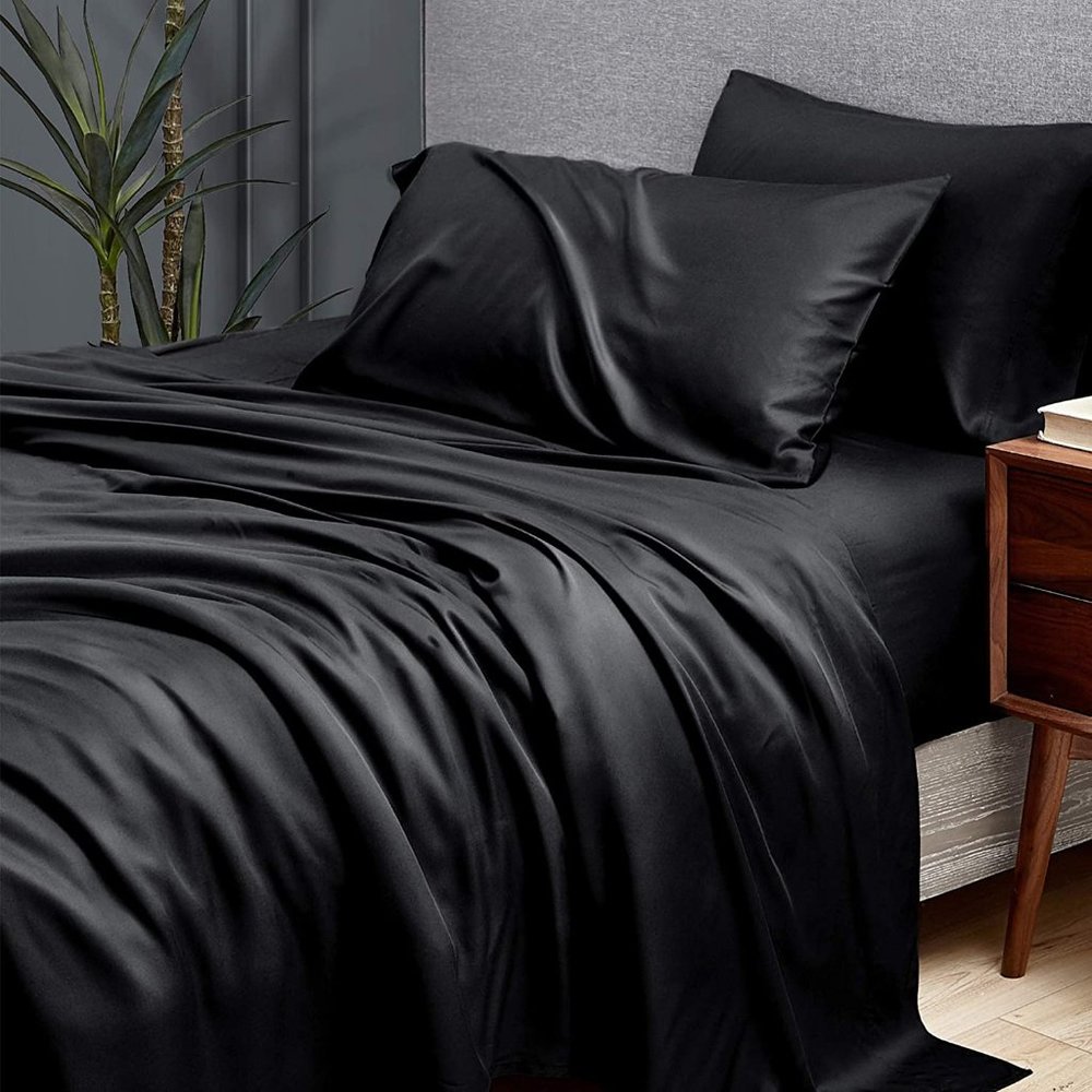 QUEEN - BLACK - 4 Piece Bamboo Bed Sheet Set